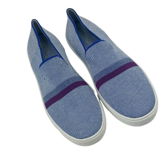 Rothy's The Original Stripe Slip On Sneaker Shoes Comfortable Blue Size W11 NWOT - Picture 9 of 11